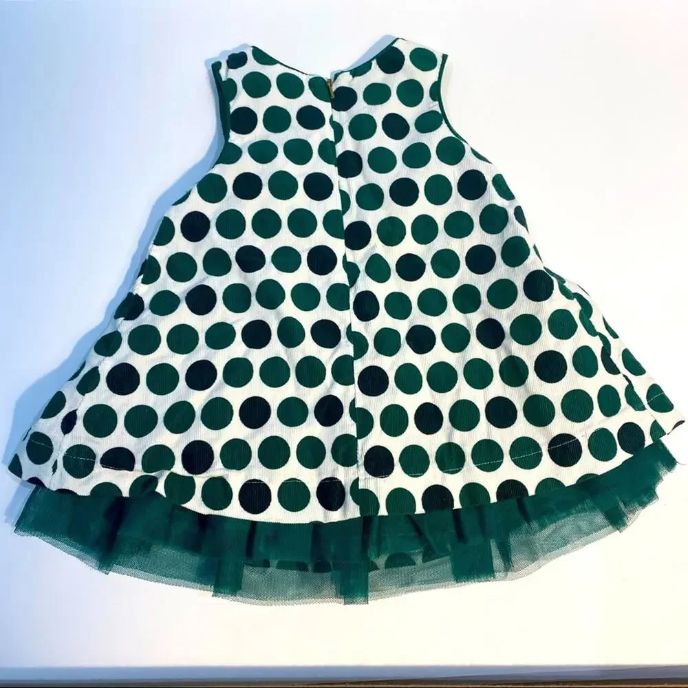 The Children’s Place Girls Dress size 6-9 months Corduroy Green Polka Dot